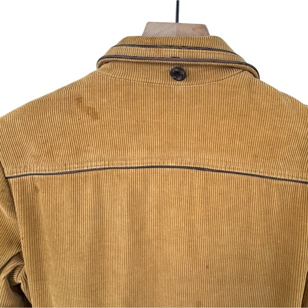 Vintage 70s Women's Trench Coat Corduroy Leather Trim Belted Brown Swing Skirt M - Picture 14 of 15